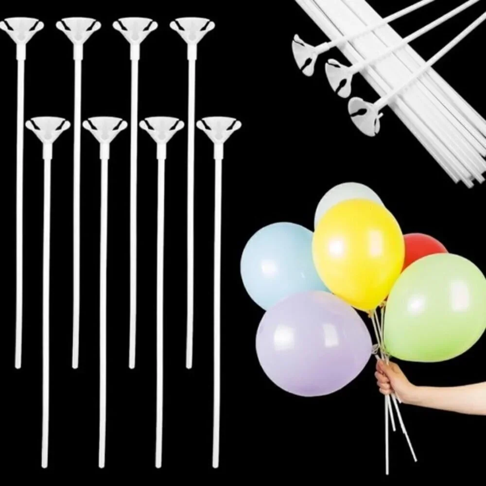 17 White Balloon Sticks for Parties